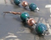 Azurite Black Diamond Copper Earrings