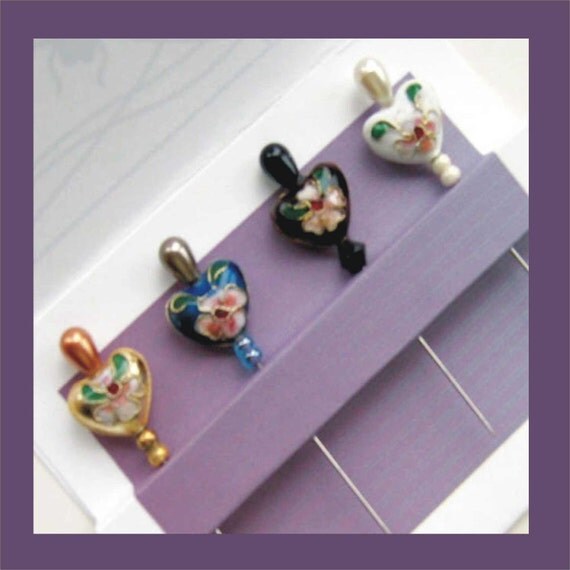 Decorative Quilt Pins - Cloisonne Stick Pins - Pincushion Jewelry - Pin Toppers