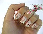 Very Chic Vintage Klein Pink Red Boutique Roses Nail Art Waterslide Water Decals Miniature - fw-022