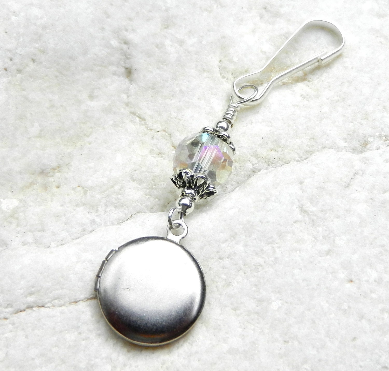 Wedding bouquet locket charm. Crystal.
