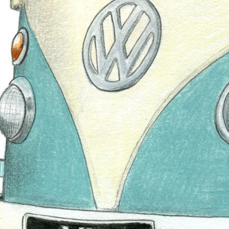 VW Camper Drawing - Limited Edition Print