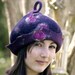 Mauve and purple felted hat pixie style merino wool,  wet felted,  handmade in france felt hat.