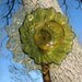 Upcycled Glass Flower Garden Sculpture - amber green