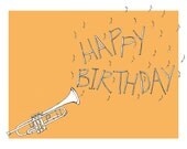Orange Trumpet  Birthday Card