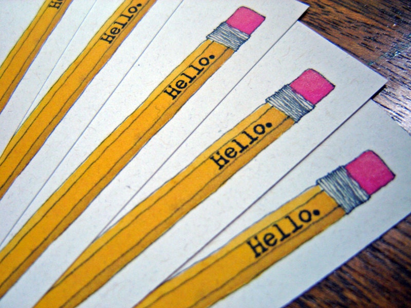 Hello Pencil Stationery - set of 10 note flat cards