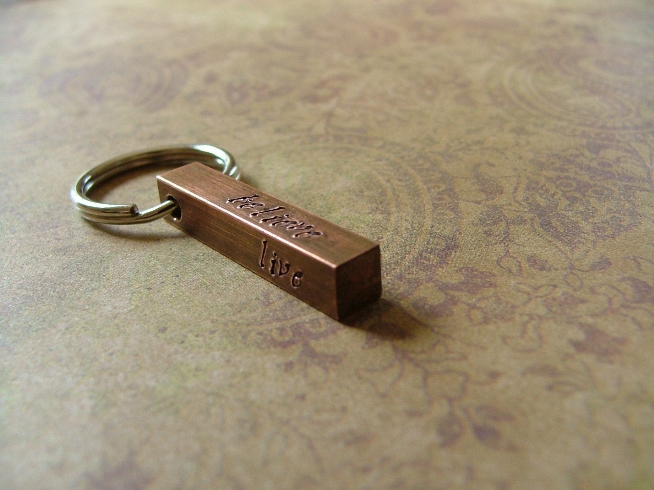 Raising the Bar Custom Hand Stamped Copper Bar Keychain