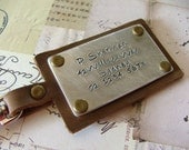Custom Hand Stamped Brown Supple Standard Leather Luggage Tag by MyBella