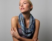 Infinity Scarf - Olympian Saphire Blue - Circle Scarf - Boho Scarves - Womens Mens Necklace Fabric Jewelry - Tribal Burning Man Scarves CIJ