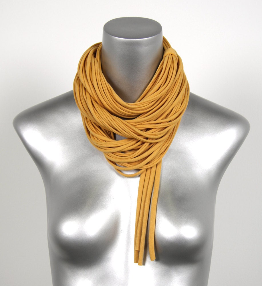 Yellow Infinity Scarf Circle Scarf - Fabric Necklace - Yellow - Honey Gold - Spring Summer Scarf Fashion Womens Mens Necklace Fabric Jewelry