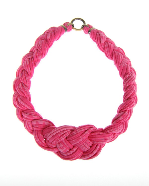 Collar Necklace Choker Braided knotted Chokers Bright Neon Pink Flambe African Neckpiece Tribal Jewelry Summer Fashion Jewelry