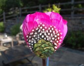 Hot Pink and Polka Dots Feather Headband