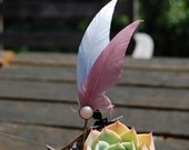 Soft Pink Feather Bobby Pin with Antique Button