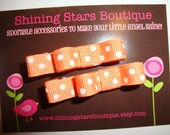 Apricot Polka Dots 'Tuxedo Style' Mini Bow Hair Clippie Set For Girls