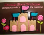 Felt Hair Clips - Girls Hair Accessories - Pink, Hot Pink, Sapphire Blue, And Brown Summer Beach Sand Castle Boutique Felt Hair Clippie