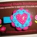 Hair Clips - Hair Accessories - Large Sapphire Blue And Fuchsia Beaded Felt Heart On A Scalloped Flower Hair Clippie