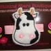 Felt Hair Clips - Baby Girl Hair Accessories - Black, White, And Pink Boutique Embroidered Felt Cow Hair Clippie - Farm Animal
