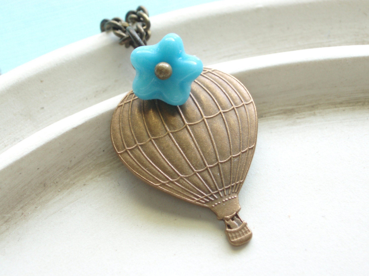 Hot Air Balloon Necklace - Floating - Charm Necklace