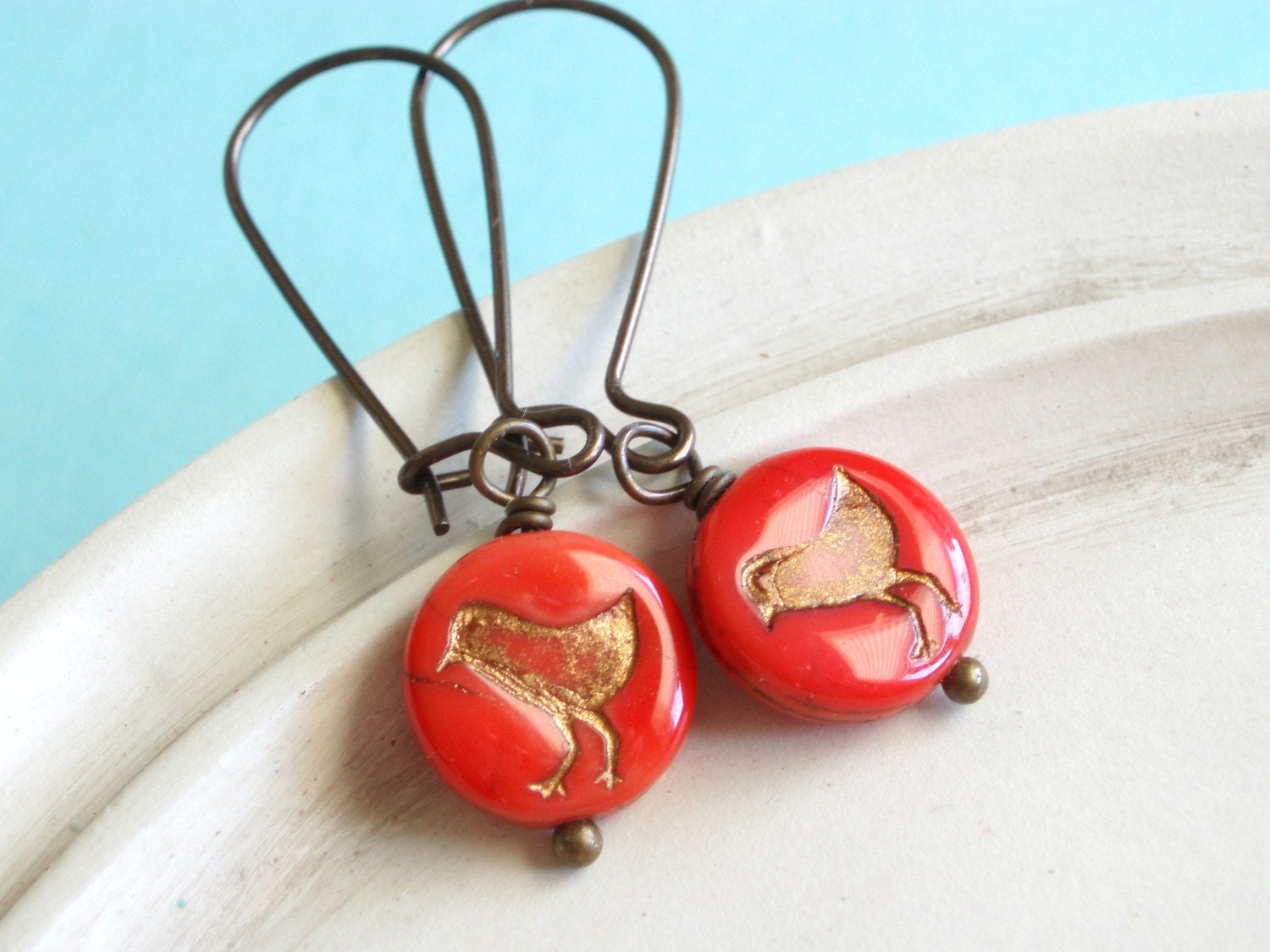 Bird Earrings - Tomato Red - Tweet