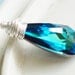 Swarovski Crystal Necklace - Bermuda Blue Teardrop and Sterling Silver - La Mer