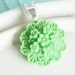 Silver Flower Necklace - Lime Bouquet Necklace