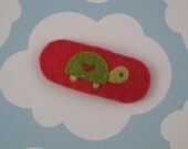 Little Turtle Red Wool Felt Hair Clip
