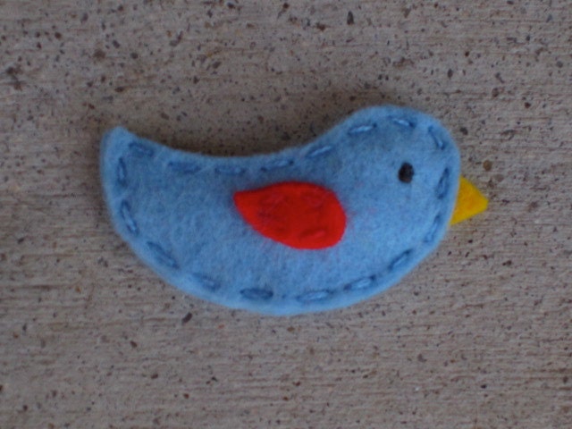 As Seen In Lucky Kids Magazine Mini Blue Birdie Wool Felt Hair Clip