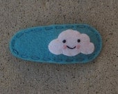 Happy Cloud Teal Wool Felt Hair Clip