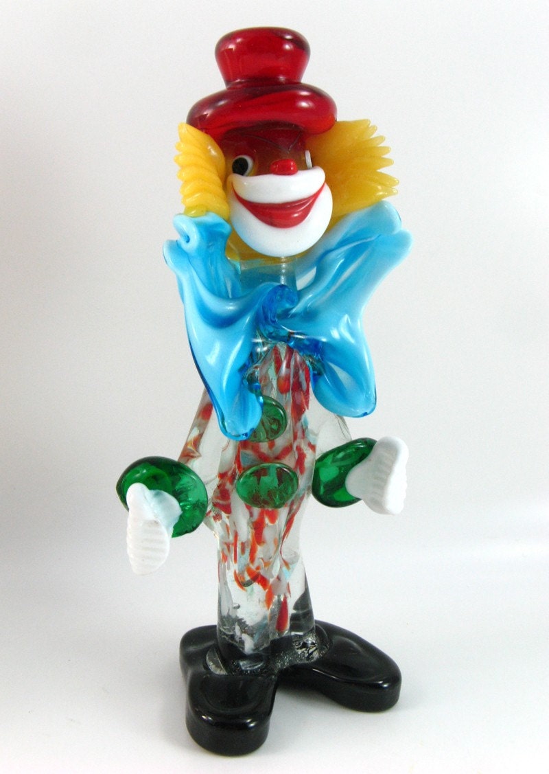 Murano Art Glass Clown Figurine with Bow Tie by modbots on Etsy