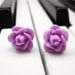 Violet Rose Stud. Purple Flower Post Handmade Earrings