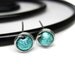 Metallic Teal and Silver Wire Wrapped Stud Earrings