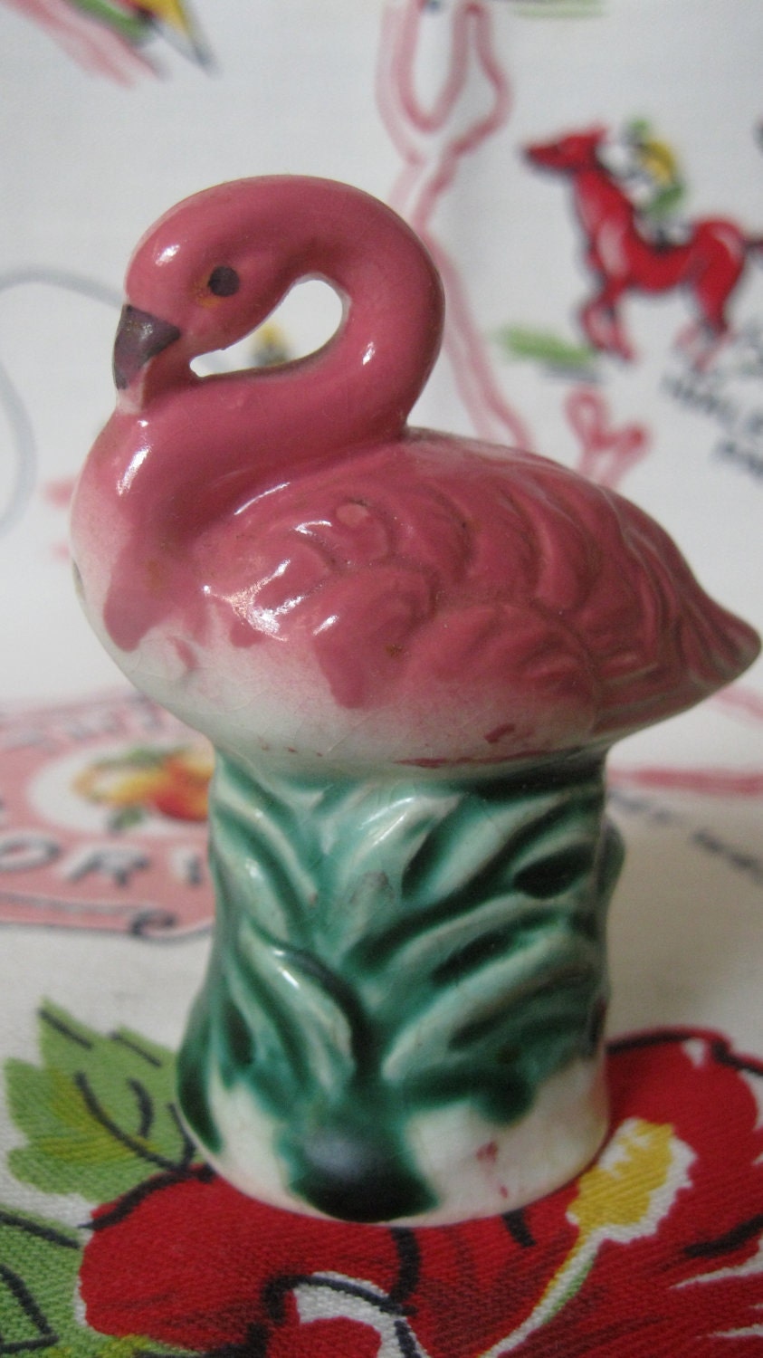 Vintage Pink Florida Flamingo Salt And Pepper Shakers 1940s