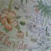 Vintage 1960s Florida souvenir handkerchief hankie with pink flamingos, hibiscus and palm trees