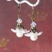 Blissful Filigree Earrings - White Floral Frosted Opaque, Pearl, and Crystal Earrings