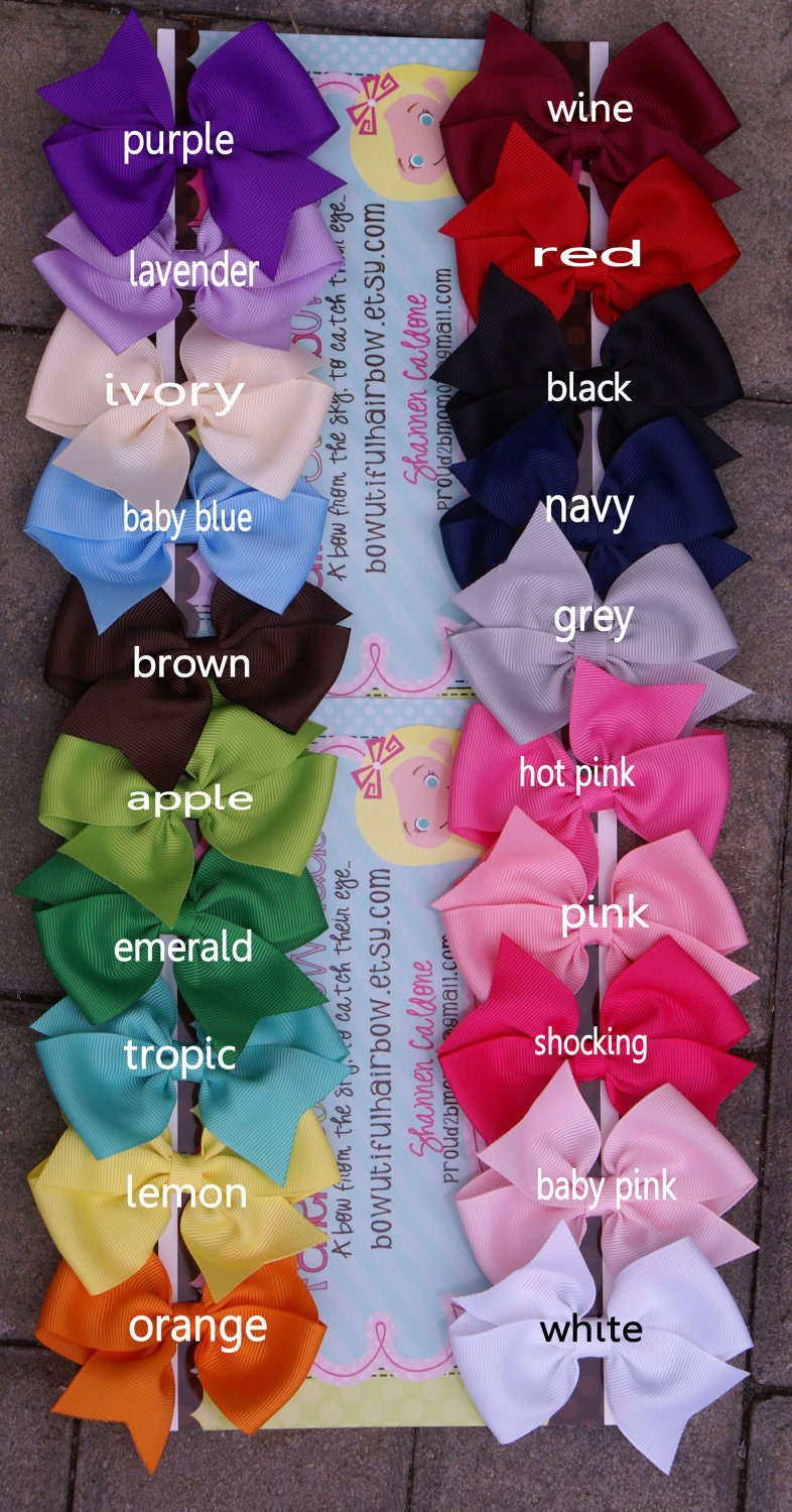 hair bows 1.00 / set of 20 / ONE of Each Color / fit newborn toddler big girl shower gifts birthday girl