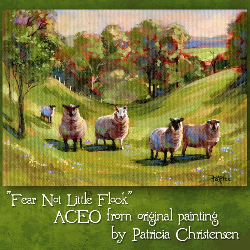 Sheep Pastoral Scene -  ACEO - Thoughtful Gift