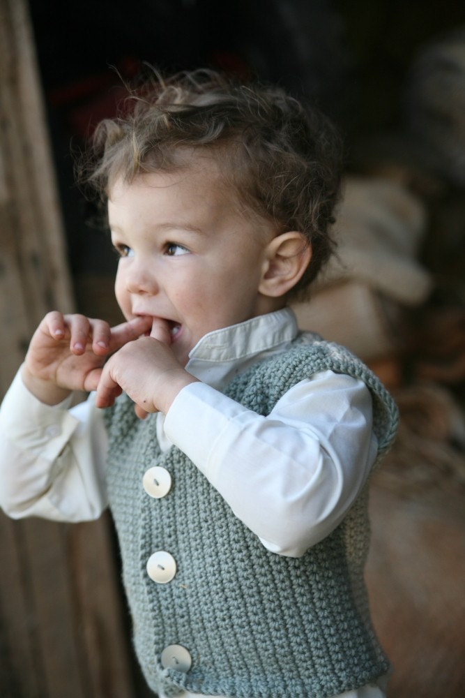 Boy's Vest - Eco Friendly - Hand Knit - Photo Prop - Easter Sale