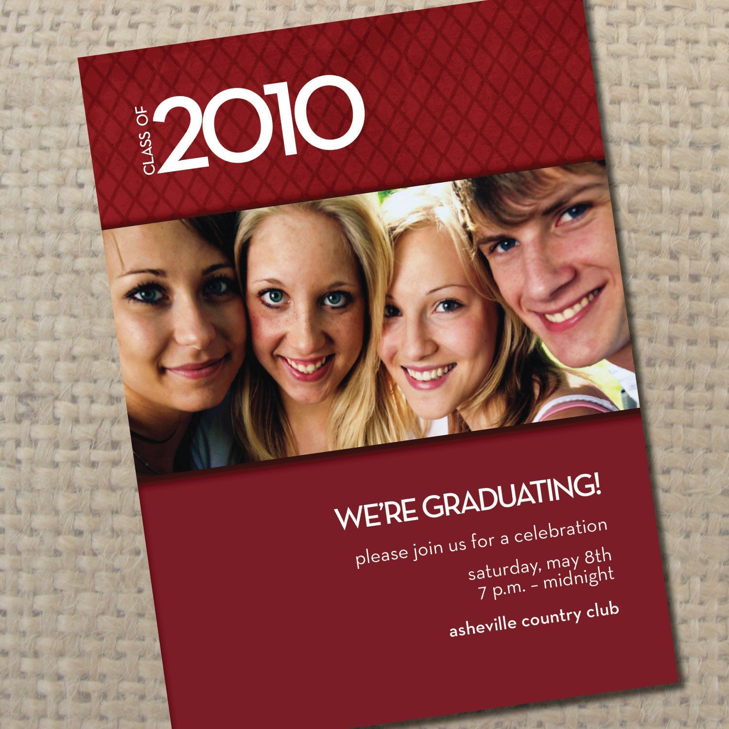 red graduation invitation or announcement