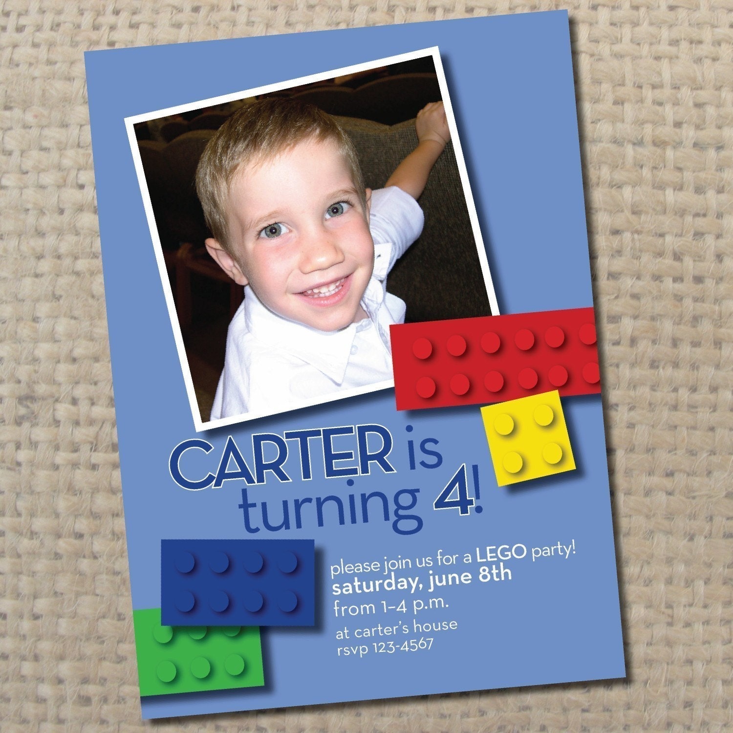 building blocks party invitation (blue) . . . . you print