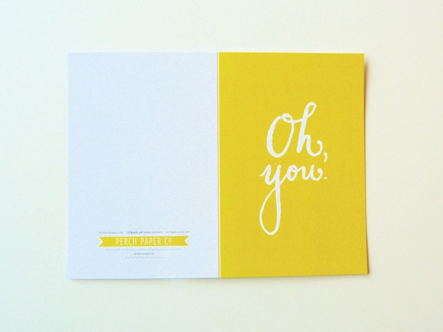 OH, YOU - Lemon Lime Greeting Card  - 4.25x5.5 (folded card) with matching white envelope