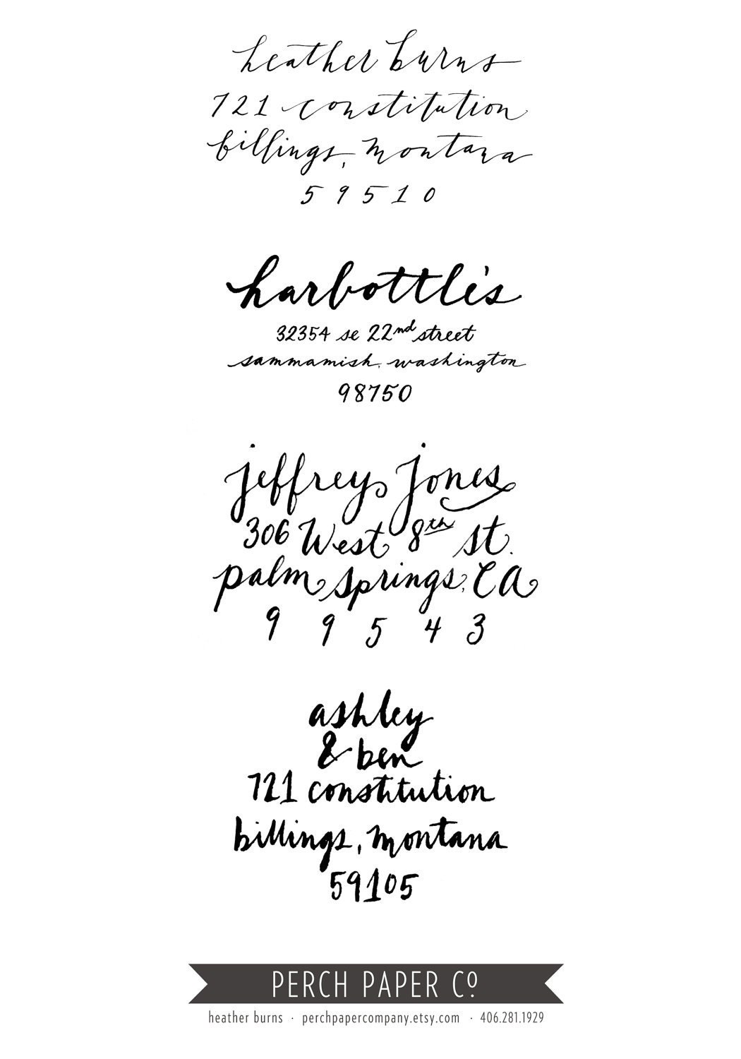 Custom Calligraphy Return Address Stamp created by hand