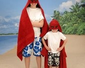 Handmade ADULT Red Mask Superhero Hooded Bath Towel