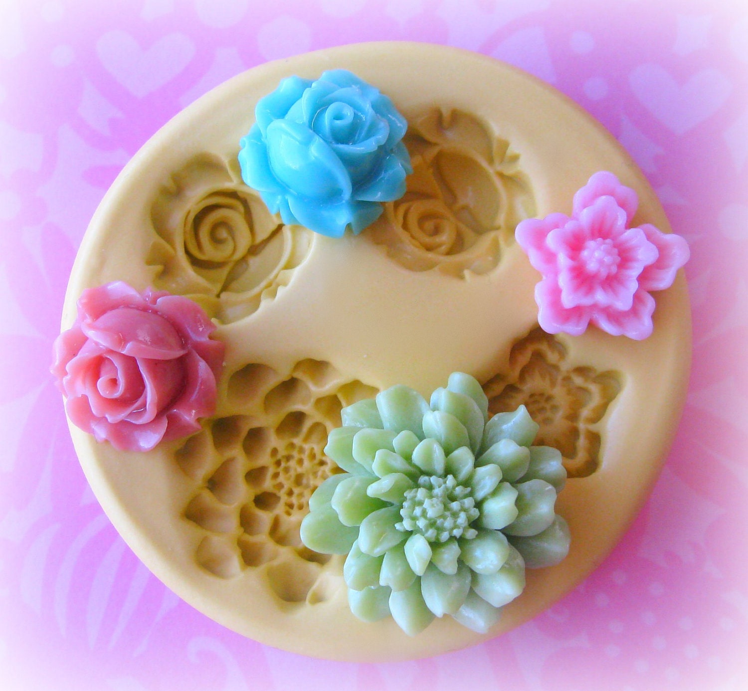 Polymer Clay Charms Flower Mold Daisy Rose Mold Flower Silicone Flexible Clay Resin Mould