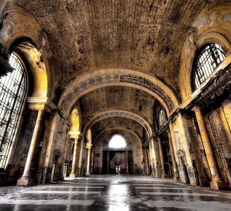 Detroit Architecture, color photography, Neglected Beauty, Fine Art Print, Abandoned Building "The Bath House"