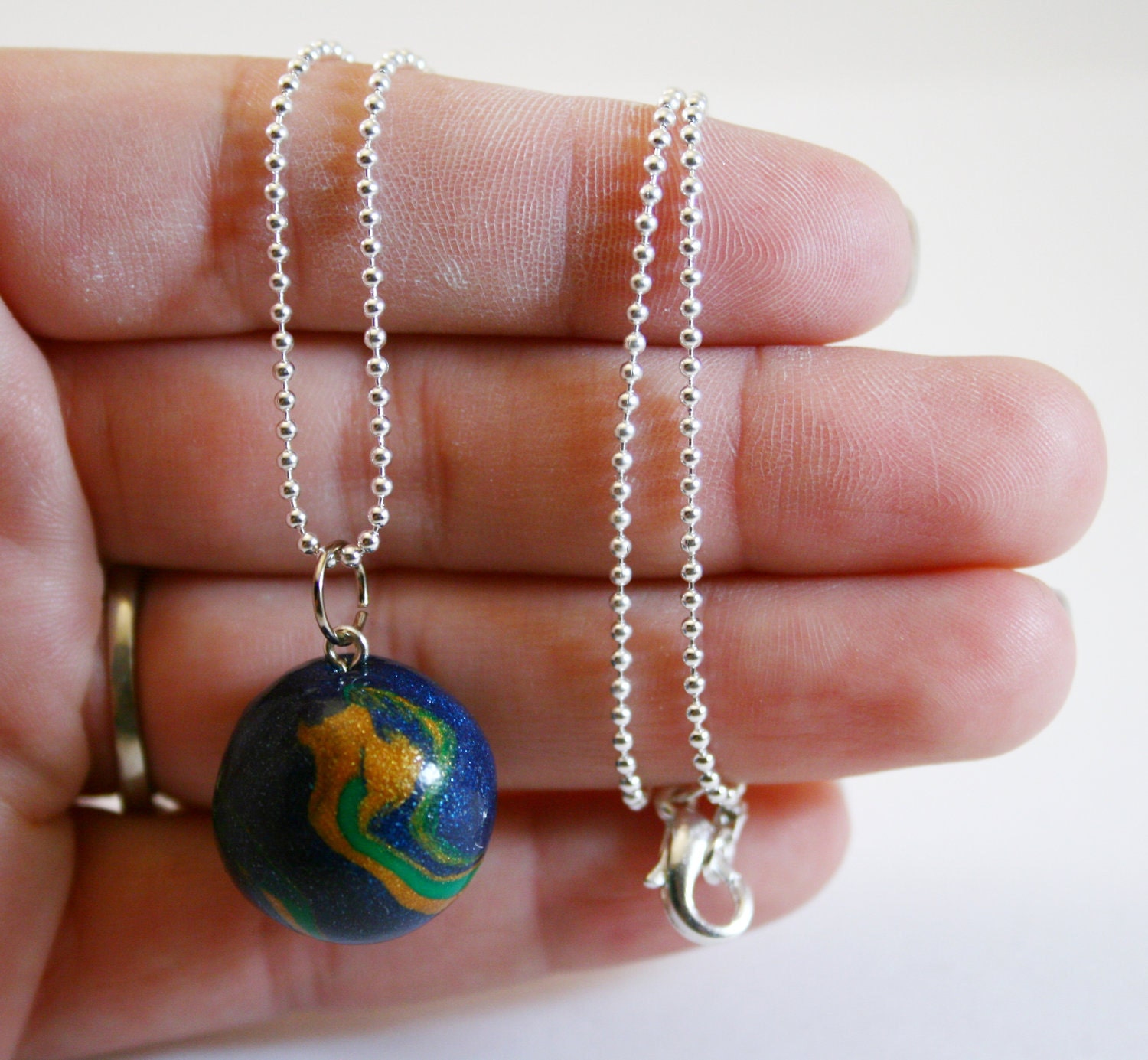 It's a Small World Necklace - Tiny Earth Pendant and Chain