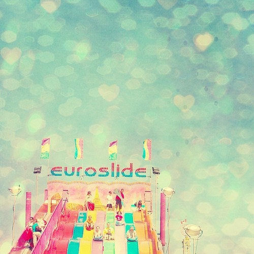 Carnival Photography, Rainbow Colours, Summer Fun, Slide, fpoe, Pink, Yellow, Ride, Bokeh, Pop, Wall Decor, Nursery -Rainbow Bright