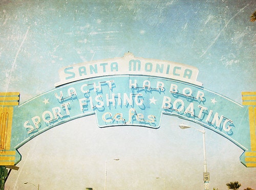 California, Santa Monica, Pier, Boardwalk, fpoe, Wall Decor, Travel Photography, Blue, White, Yellow, Photography - Sunny in Santa Monica