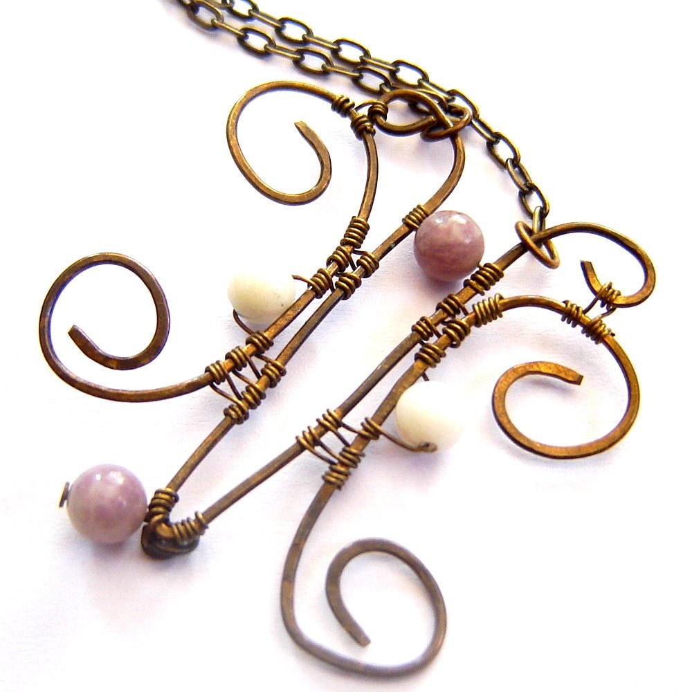 Wirewrapped Butterfly Pendant Brass  Necklace