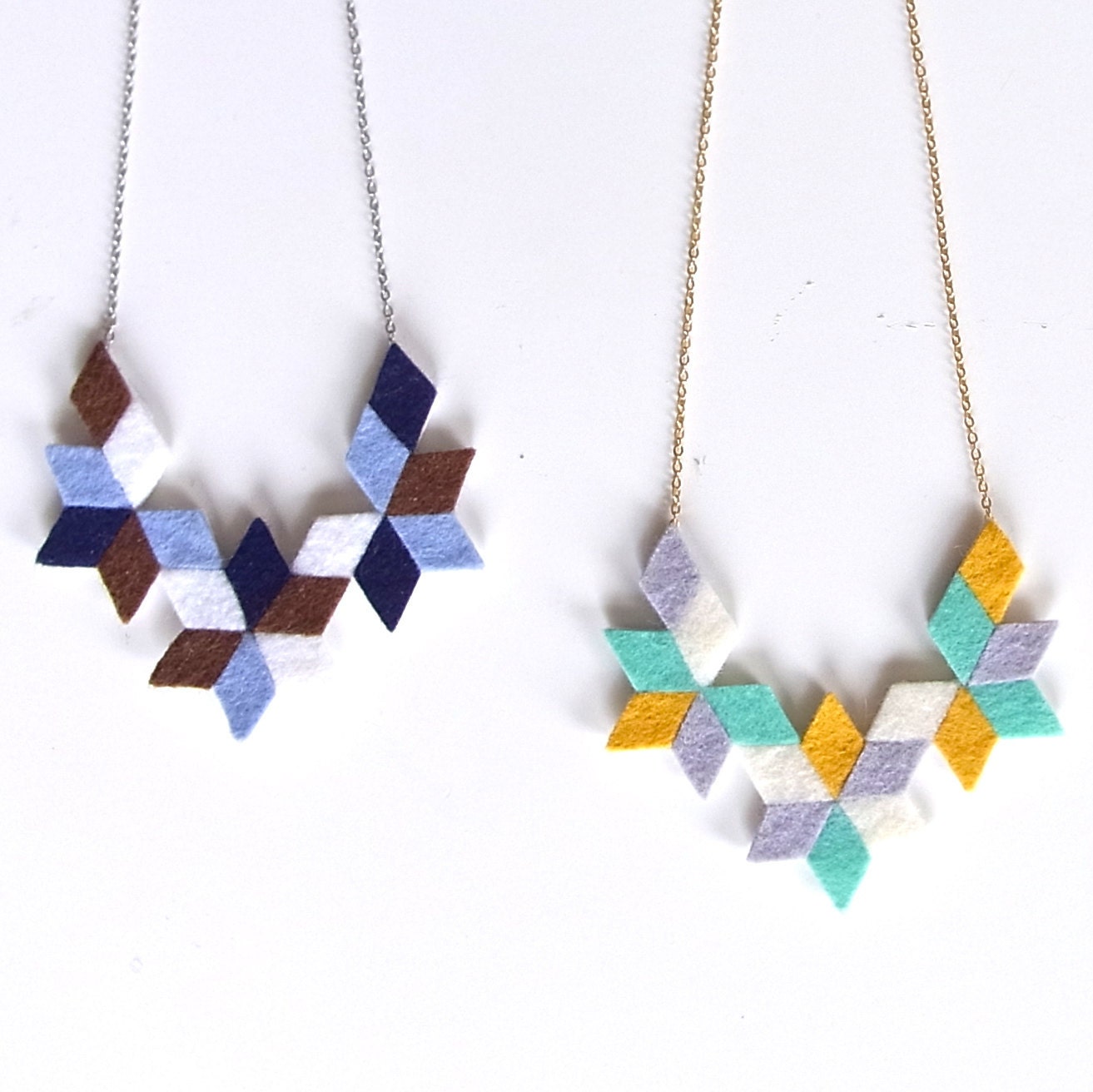 Kaleidoscope felt collage Necklace