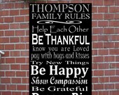 Custom Personalized PAINTED Family Rules Sign Subway Style 12x24 NO VINYL