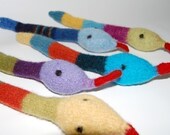 TWO Ssslappy Snakes - Cat Toy Hand Knit Felted Wool with Organic Catnip